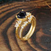 Bohemian Heart 4-Prong Heart Cut  Black Onyx Stacking Ring